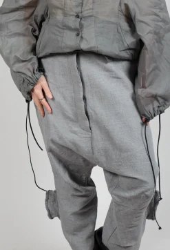 Textured Baggy Trousers in Pencil Mel