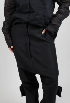 Textured Baggy Trousers in Black Mel