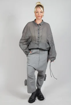 Textured Baggy Trousers in Pencil Mel