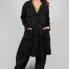 Textured Button Up Coat in Black