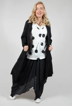 Textured Button Up Coat in Black