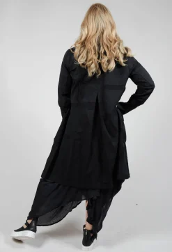 Textured Button Up Coat in Black