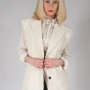 Textured Button Up Waistcoat in Natural