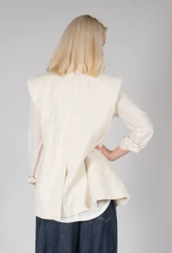 Textured Button Up Waistcoat in Natural