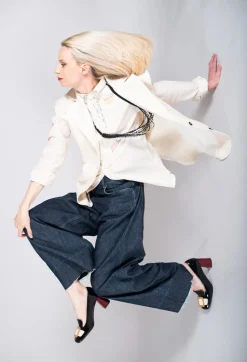 Textured Button Up Waistcoat in Natural