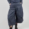 Textured Cropped Trousers in Blue