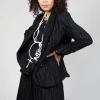 Textured Double Breasted Jacket in Black