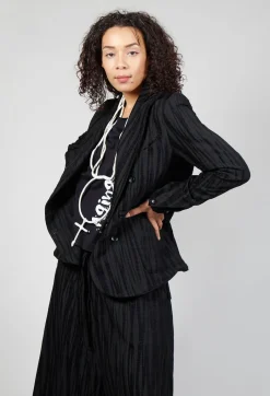 Textured Double Breasted Jacket in Black