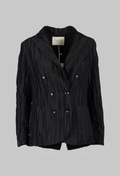 Textured Double Breasted Jacket in Black