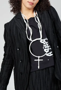Textured Double Breasted Jacket in Black