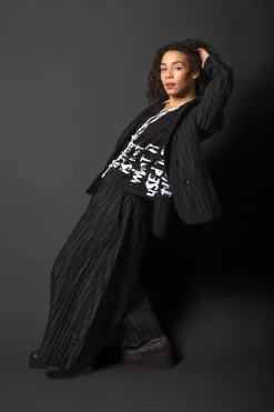 Textured Double Breasted Jacket in Black