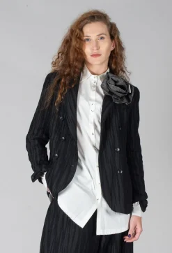 Textured Double Breasted Jacket in Black