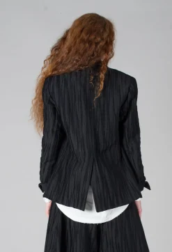 Textured Double Breasted Jacket in Black