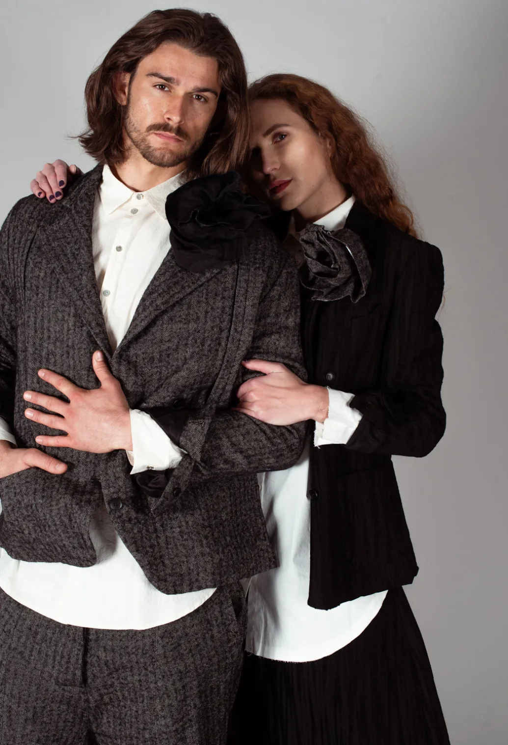 Textured Double Breasted Jacket in Black