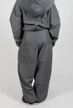 Textured Drop Crotch Trousers in Coal Mel