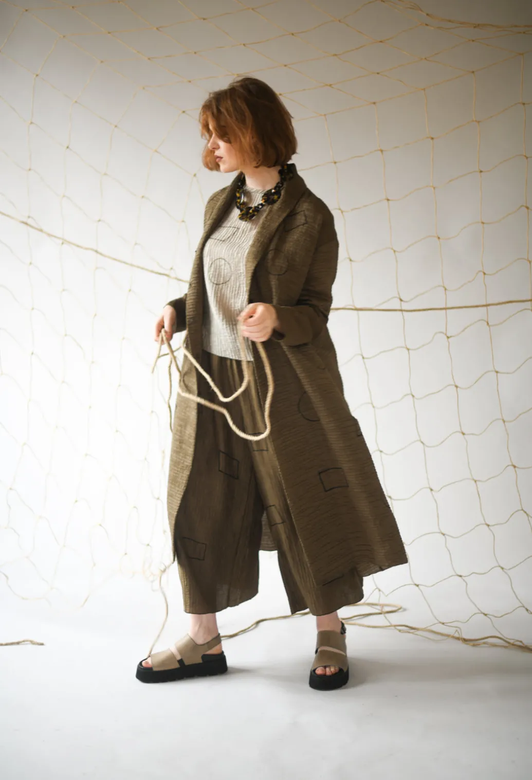 Textured Geometric Coat in Ciocca