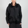 Textured High Neckline Jacket in Black Mel