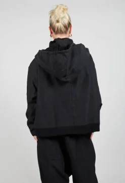 Textured High Neckline Jacket in Black Mel