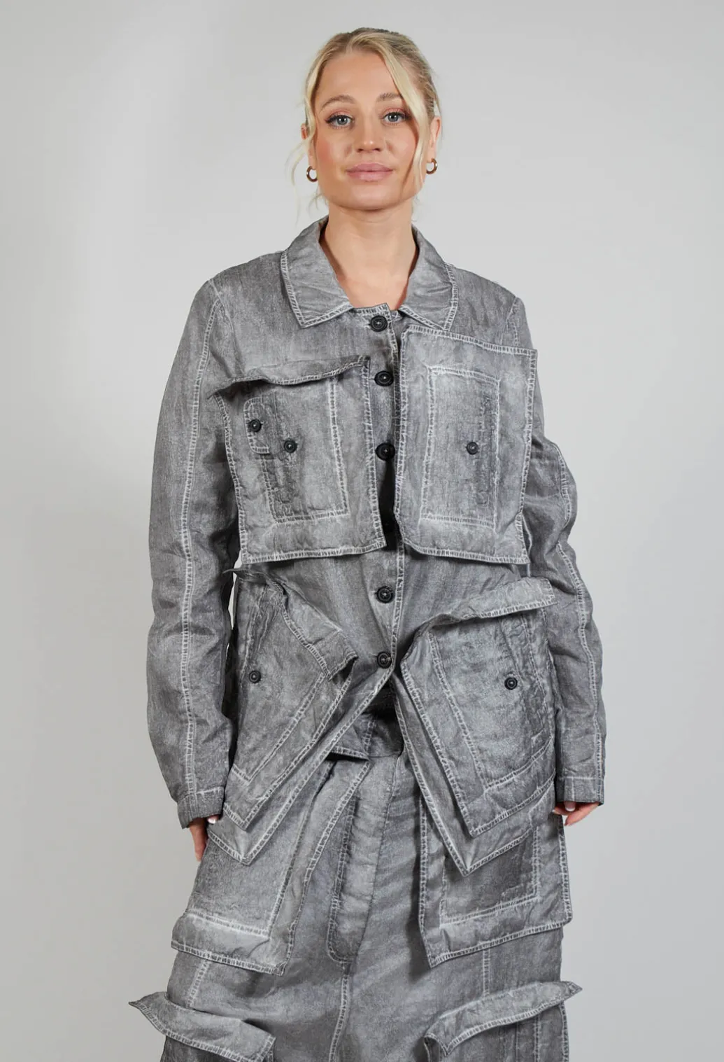 Textured Jacket in C.Coal 70% Cloud