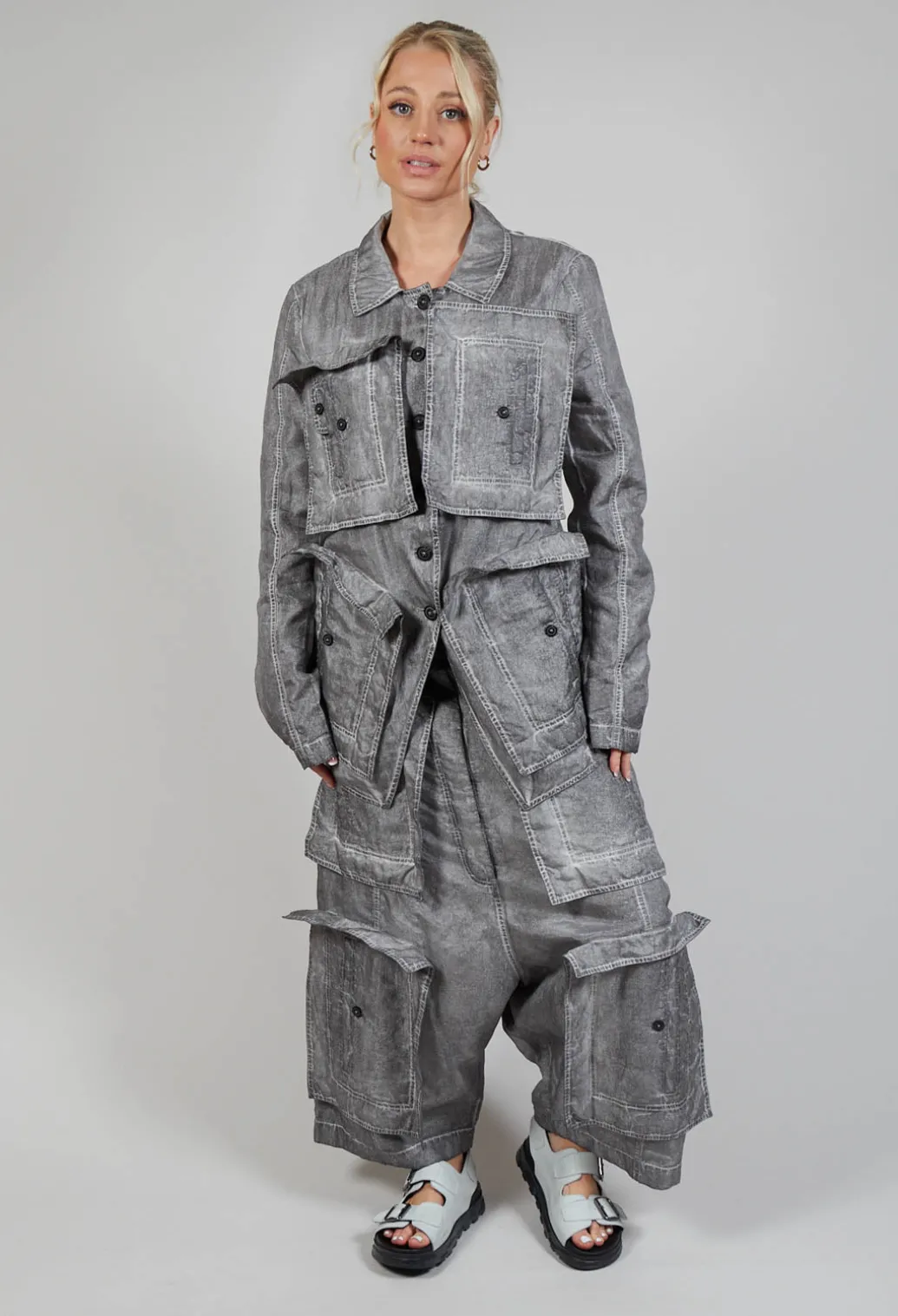 Textured Jacket in C.Coal 70% Cloud