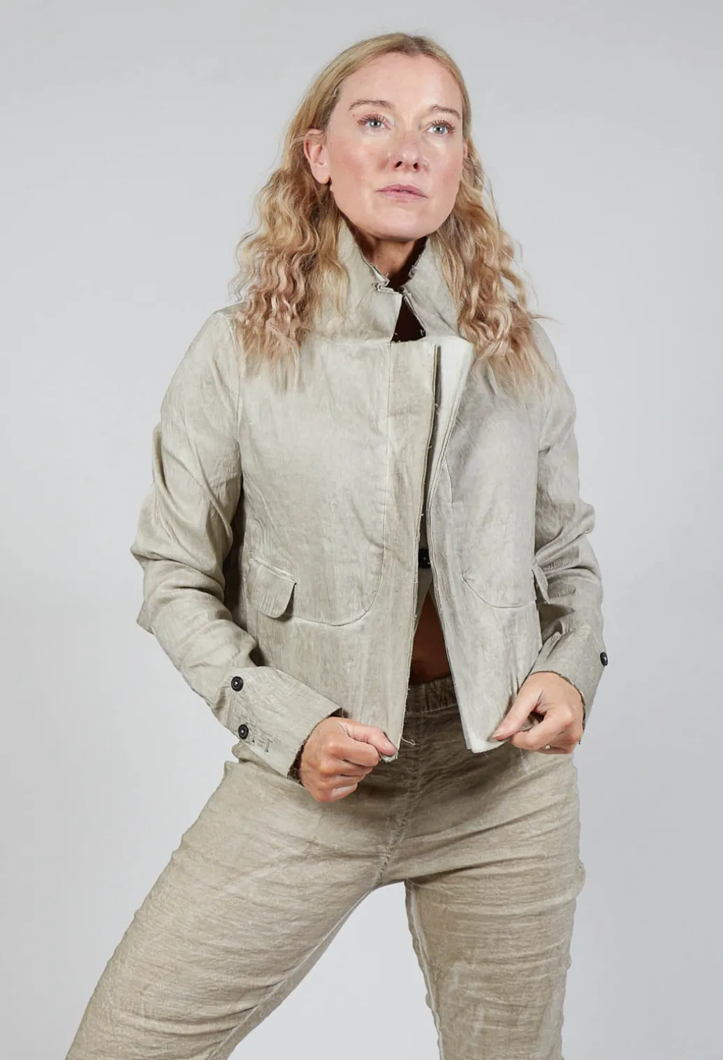 Textured Jacket in Straw Cloud
