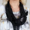 Textured Long Necklace in Black