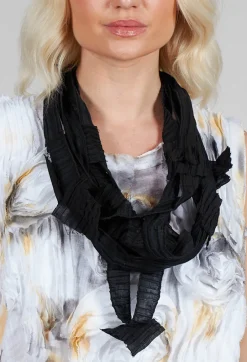 Textured Long Necklace in Black