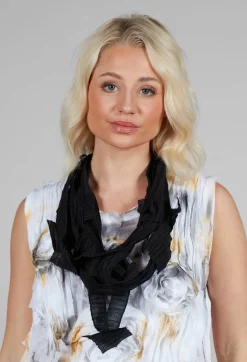 Textured Long Necklace in Black