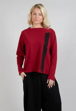 Textured Longsleeve Top in Red