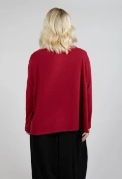 Textured Longsleeve Top in Red