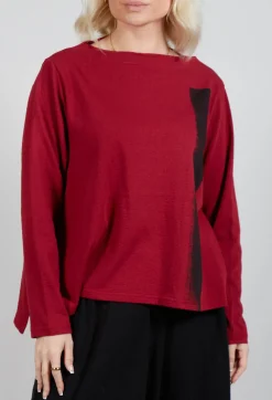 Textured Longsleeve Top in Red