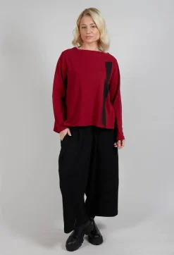 Textured Longsleeve Top in Red