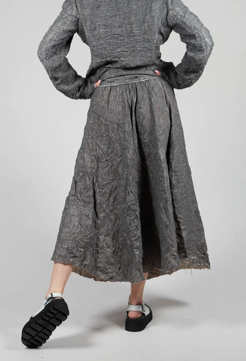 Textured Midi Skirt in Grey