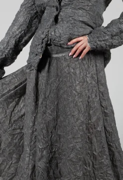 Textured Midi Skirt in Grey