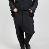 Textured Straight Leg Trousers in Black Mel