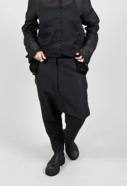 Textured Straight Leg Trousers in Black Mel