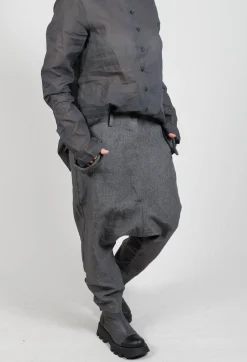 Textured Straight Leg Trousers in Coal Mel