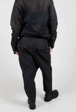 Textured Straight Leg Trousers in Black Mel