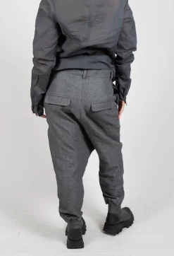 Textured Straight Leg Trousers in Coal Mel
