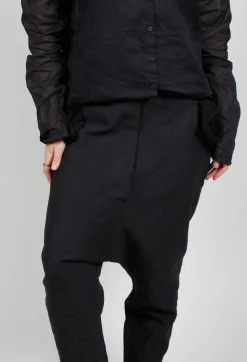 Textured Straight Leg Trousers in Black Mel
