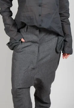 Textured Straight Leg Trousers in Coal Mel