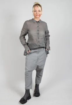 Textured Straight Leg Trousers in Pencil Mel