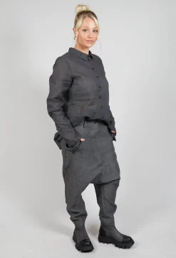 Textured Straight Leg Trousers in Coal Mel