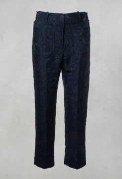 Textured Trousers in Dark Blue