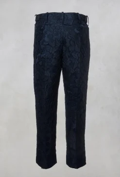Textured Trousers in Dark Blue