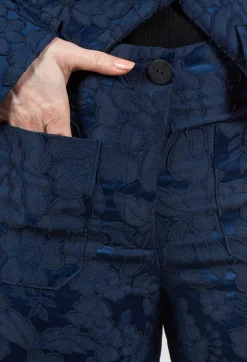 Textured Trousers in Dark Blue