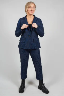 Textured Trousers in Dark Blue