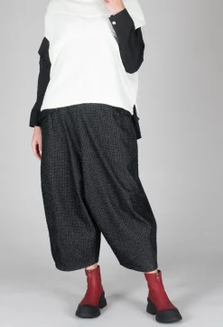 Textured Wide Leg Trousers in Black