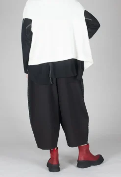 Textured Wide Leg Trousers in Black