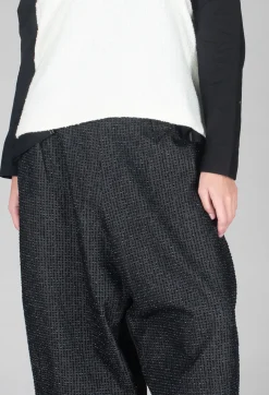 Textured Wide Leg Trousers in Black